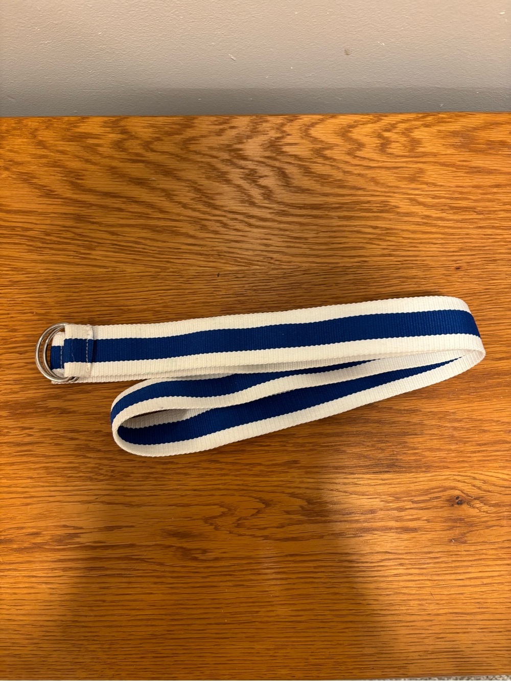 Men's Blue and White D-Ring Web Belt